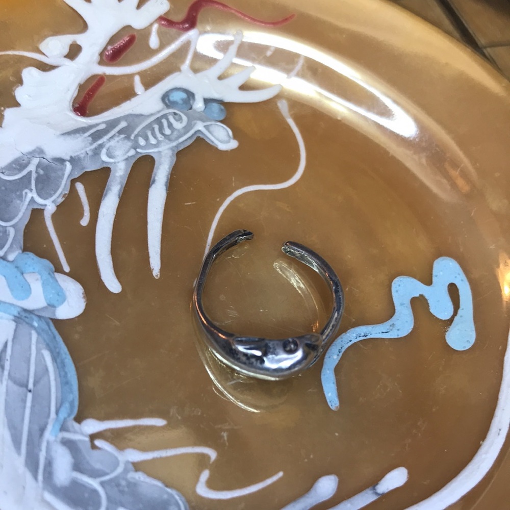 925 Solid Sterling Silver Dolphin Ring Size 3 Adj… - image 8